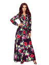 numoco Crna ženska duga cvjetna haljina s volanom i dekolteom marke Numoco