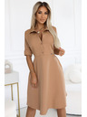 numoco Lepršave košuljaste haljine sa pojasom - MOCHA MOUSSE
