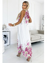 numoco Maxi haljina od plisiranog satena - bijela s ružičastim cvjetićima Numoco ESTER