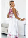 numoco Maxi haljina od plisiranog satena - bijela s ružičastim cvjetićima Numoco ESTER