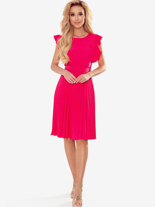 numoco LAYLA Plisirana haljina s remenom - boja maline Numoco