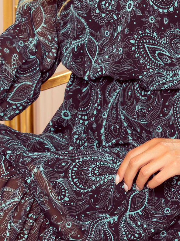 numoco Haljina s dekolteom - tirkizni uzorak Numoco BAKARI