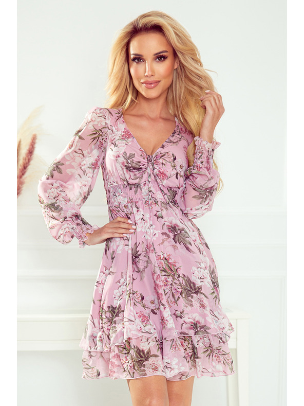 numoco Numoco ružičasta ženska cvjetna haljina od šifona