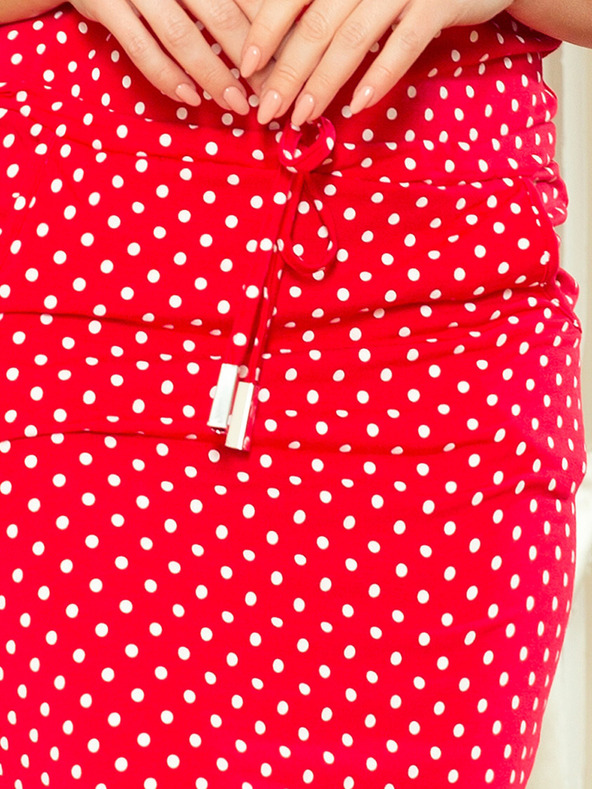 numoco Sportska haljina na vezivanje i džepove - crvena + Numoco točkice