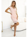 numoco Svijetlo ružičasta ženska čipkasta haljina kratkih rukava i dekoltea marke Numoco