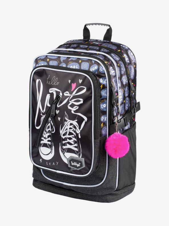 BAAGL  Crni školski ruksak Cubic Sneakers Baagl