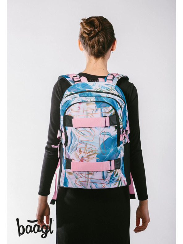 BAAGL  Purple Skate Leafs Baagl školski ruksak