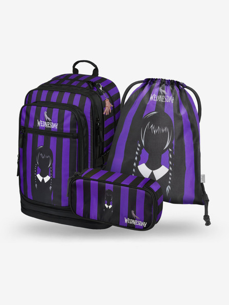 BAAGL  Black 3 SET Cubic Wednesday: ruksak, pernica i torba Baagl