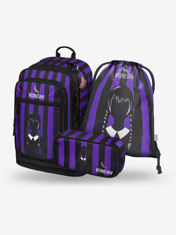 BAAGL  Black 3 SET Cubic Wednesday: ruksak, pernica i torba Baagl