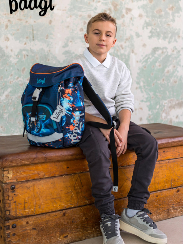 BAAGL  Plavi školski ruksak Airy Motorbike Baagl