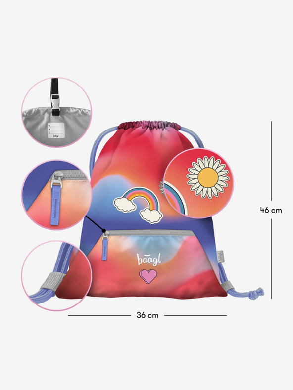 BAAGL  Red 3 SET Airy Hippie: ruksak, pernica, torba Baagl