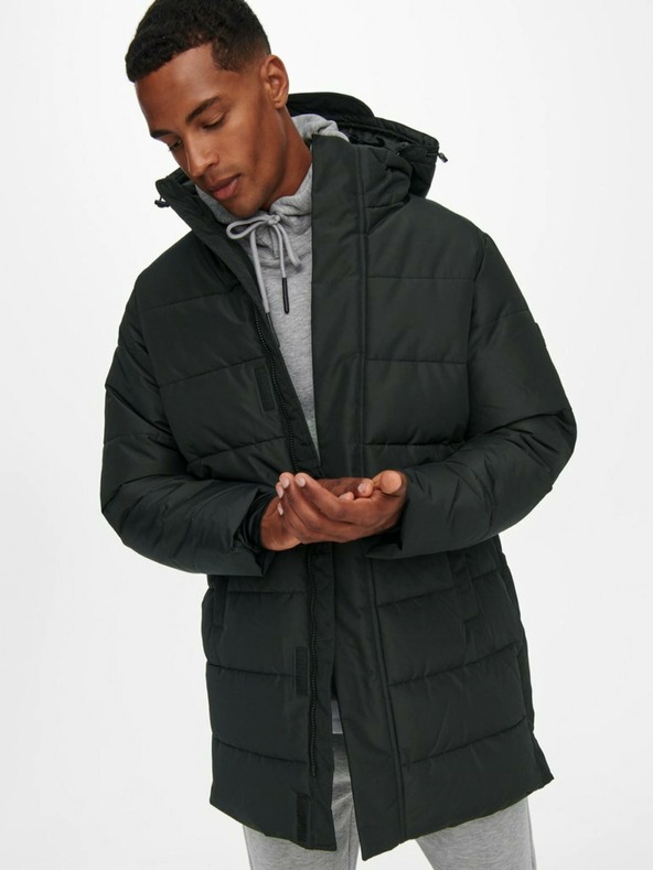 ONLY & SONS ONLY & SONS Carl crni muški prošiveni zimski kaput