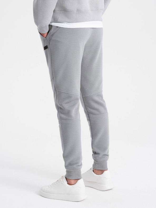 Ombre Clothing Muška trenirka s umetcima od otomanske tkanine - siva V5 OM-PASK-0127