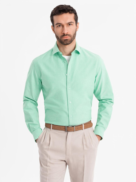Ombre Clothing Muška pamučna oxford košulja pastelnih boja - mint Ombre Clothing
