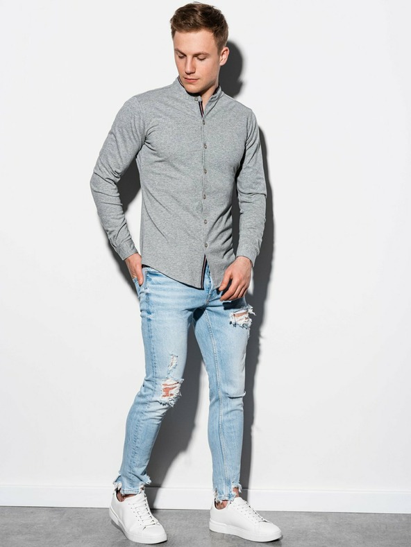 Ombre Clothing Muška košulja dugih rukava K542 - siva