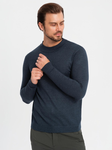 Ombre Clothing Muška pletena dolčevita od viskoze - tamnoplava V4 OM-SWTN-0125 Ombre odjeća