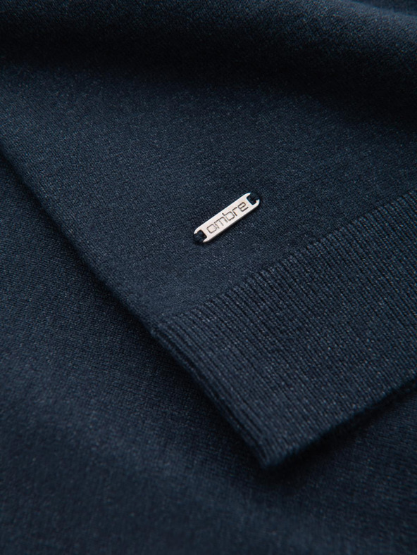 Ombre Clothing Muška pletena dolčevita od viskoze - tamnoplava V4 OM-SWTN-0125 Ombre odjeća