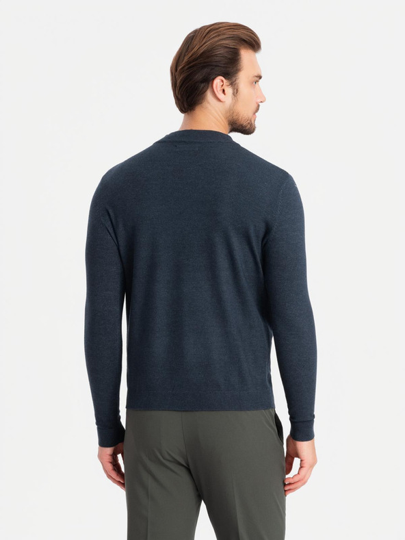 Ombre Clothing Muška pletena dolčevita od viskoze - tamnoplava V4 OM-SWTN-0125 Ombre odjeća