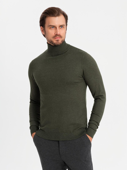 Ombre Clothing Muška pletena dolčevita od viskoze - tamnosiva V5 OM-SWTN-0127 Ombre odjeća