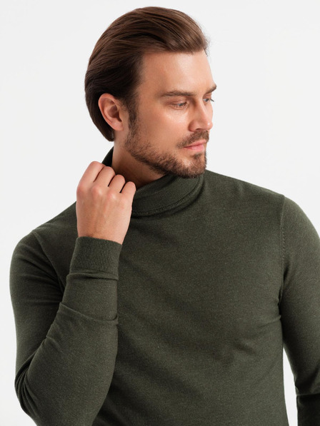 Ombre Clothing Muška pletena dolčevita od viskoze - tamnosiva V5 OM-SWTN-0127 Ombre odjeća