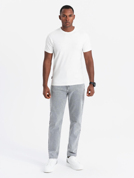 Ombre Clothing Muška trobojna pamučna majica kratkih rukava - bijela i tamnoplava V3 OM-TSCT-0174 Ombre odjeća