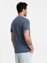 Ombre Clothing Muška klasična pamučna majica s V-izrezom BASIC - Blue Highlight V18 OM-TSBS-0145 Ombre odjeća