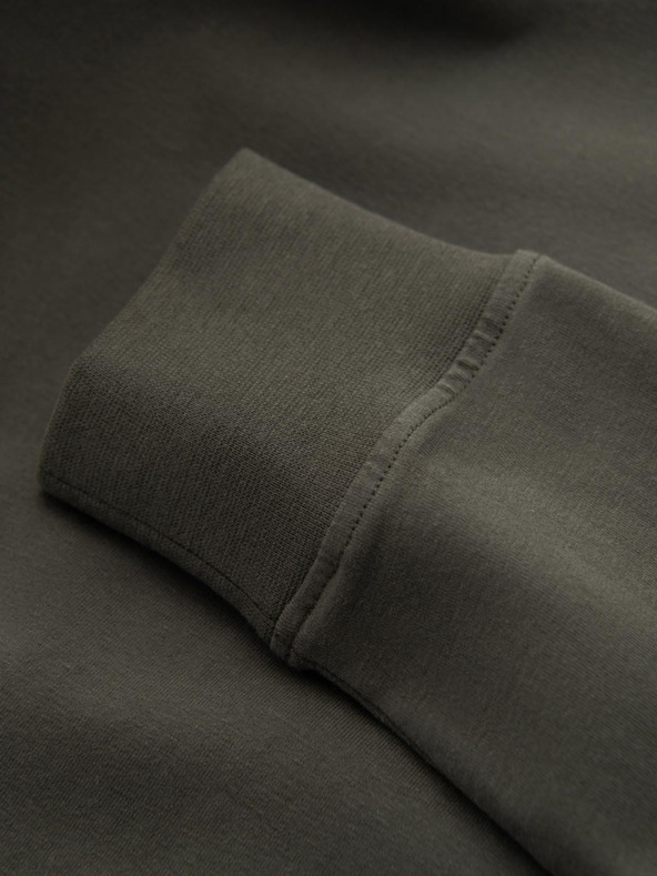 Ombre Clothing LOOSE FIT muška pamučna majica dugih rukava s okruglim izrezom - sivo zelena V3 OM-LSBC-0129 Ombre odjeća