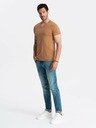 Ombre Clothing Muška klasična pamučna BASIC majica s V-izrezom - smeđa V9 OM-TSBS-0145 Ombre odjeća