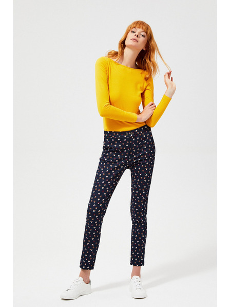 Moodo Moodo tamnoplave ženske hlače s uzorkom