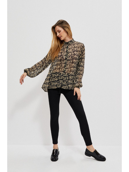 Moodo Bež-crna ženska Moodo košulja s uzorkom
