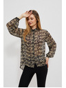 Moodo Bež-crna ženska Moodo košulja s uzorkom
