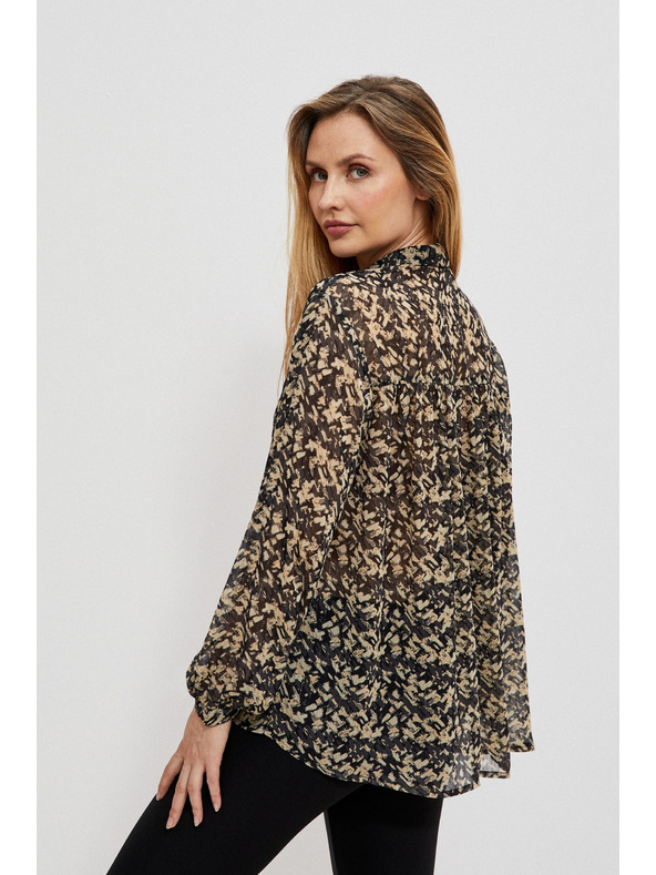 Moodo Bež-crna ženska Moodo košulja s uzorkom