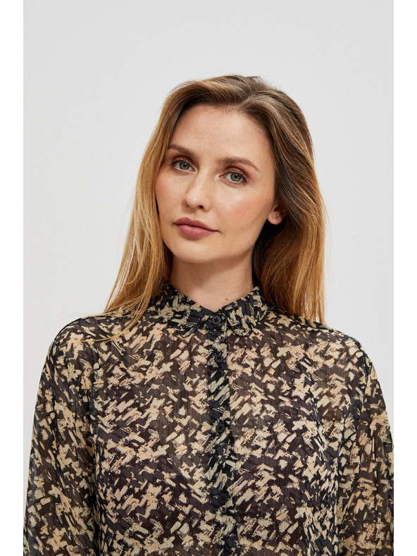 Moodo Bež-crna ženska Moodo košulja s uzorkom