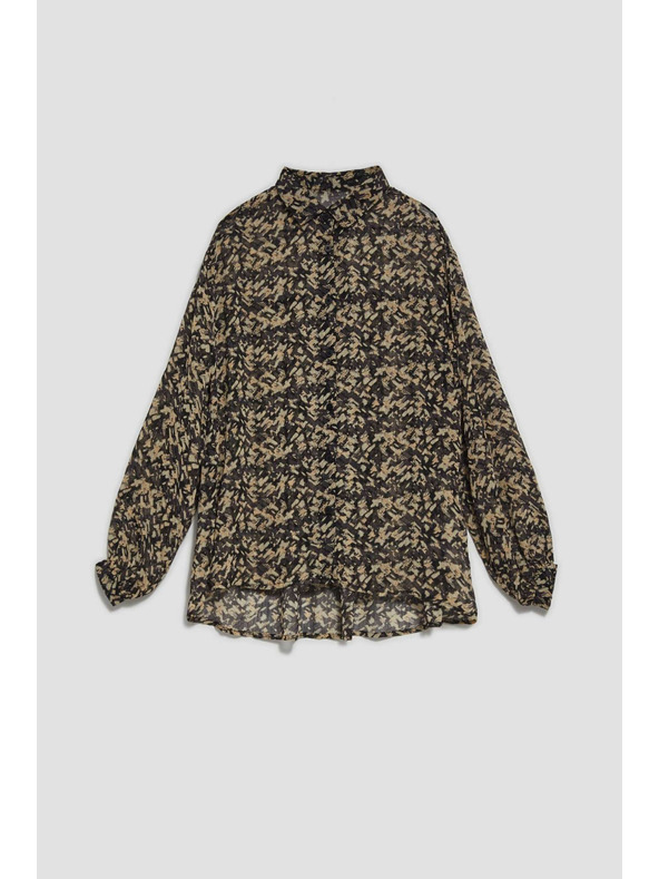 Moodo Bež-crna ženska Moodo košulja s uzorkom