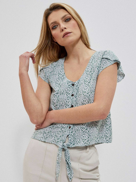 Moodo Bijelo-zelena ženska Moodo košulja s uzorkom