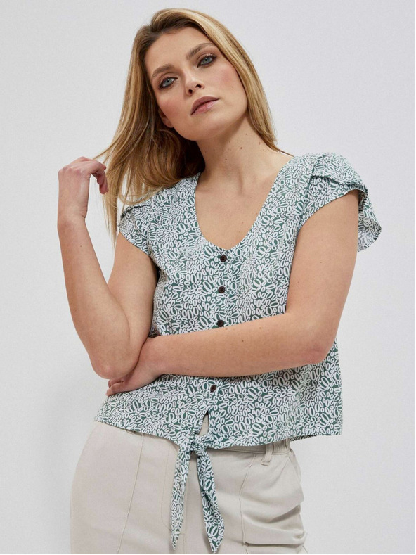 Moodo Bijelo-zelena ženska Moodo košulja s uzorkom