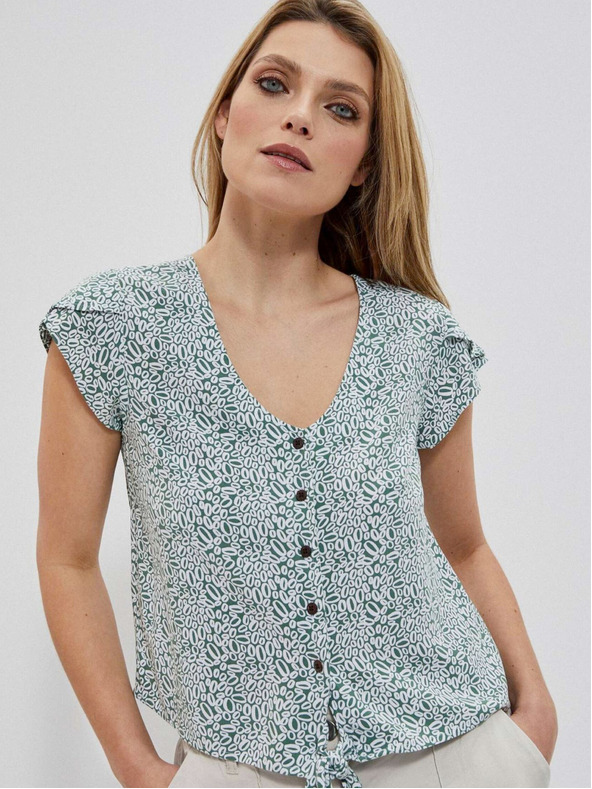 Moodo Bijelo-zelena ženska Moodo košulja s uzorkom