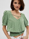 Moodo Moodo ženska zelena točkasta bluza