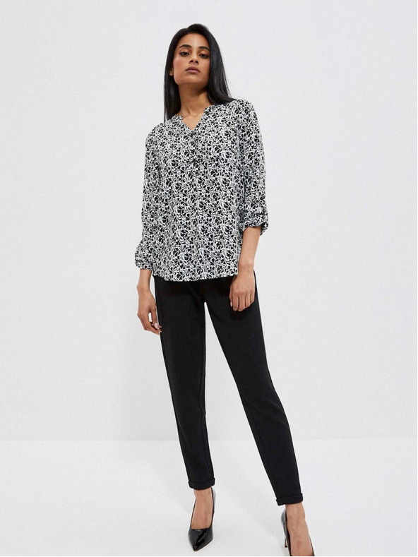 Moodo Bijelo-crna ženska Moodo cvjetna košulja