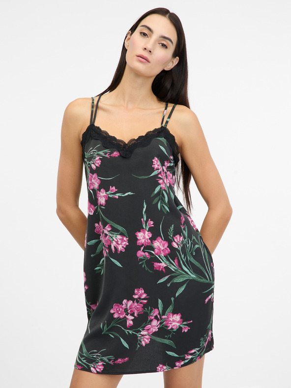 Orsay Crna ženska satenska spavaćica ORSAY