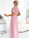 numoco Duga haljina s plisiranim izrezom i kravatom - puder roza Numoco
