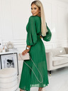 numoco 414-3 KLARA nabrane haljine sa pojasom i dekolteom - zelena