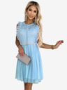 numoco 454-4 GRETA haljina s čipkom i zlatnim remenom - svijetlo plava