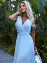 numoco Plisirana haljina sa širokim remenom i dekolteom - svijetlo plava Numoco