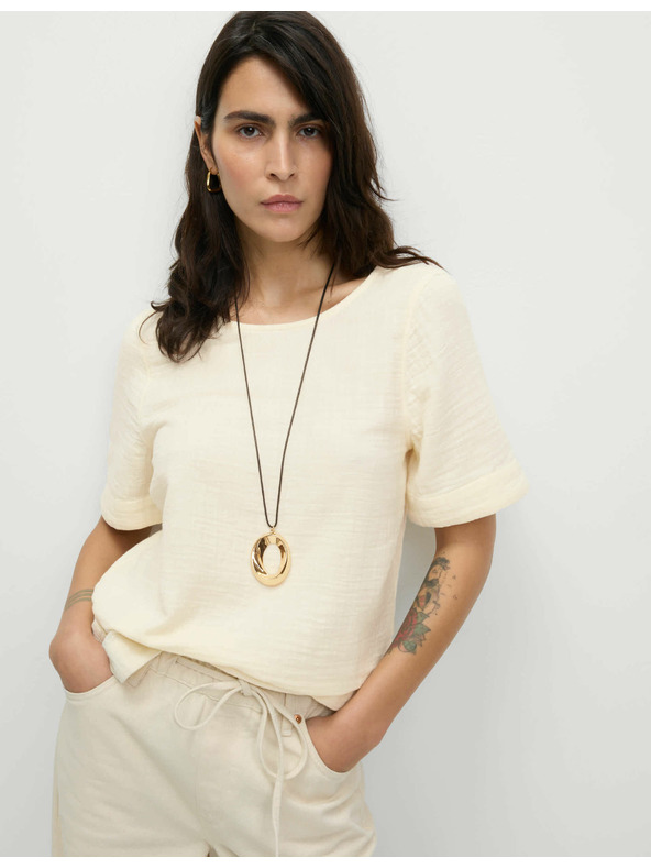 Marks & Spencer Top od čistog pamuka, normalan kroj Marks & Spencer krem