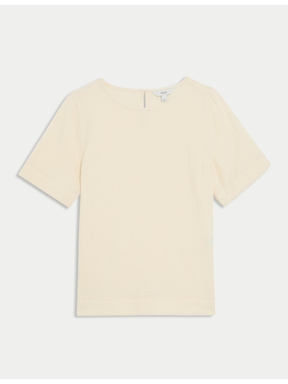 Marks & Spencer Top od čistog pamuka, normalan kroj Marks & Spencer krem