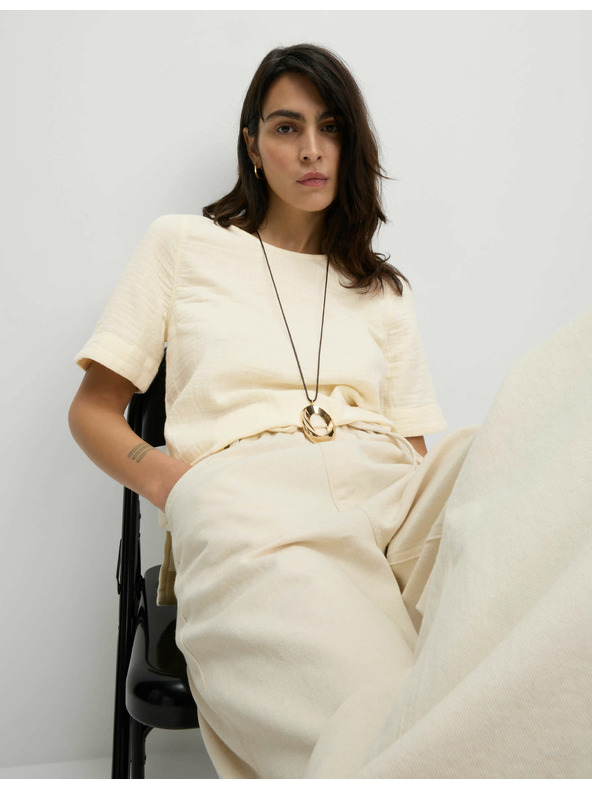 Marks & Spencer Top od čistog pamuka, normalan kroj Marks & Spencer krem