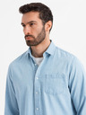 Ombre Clothing Muška traper košulja s izvezenim džepom - svijetloplava Ombre odjeća
