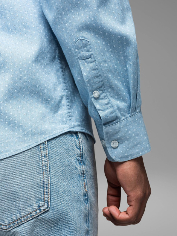 Ombre Clothing Muška mekana traper košulja s uzorkom i džepom - svijetloplava Ombre odjeća