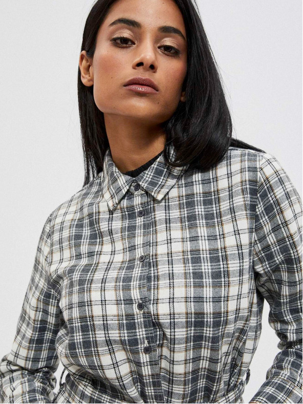 Moodo Bijelo-siva Moodo ženska košulja na kockice